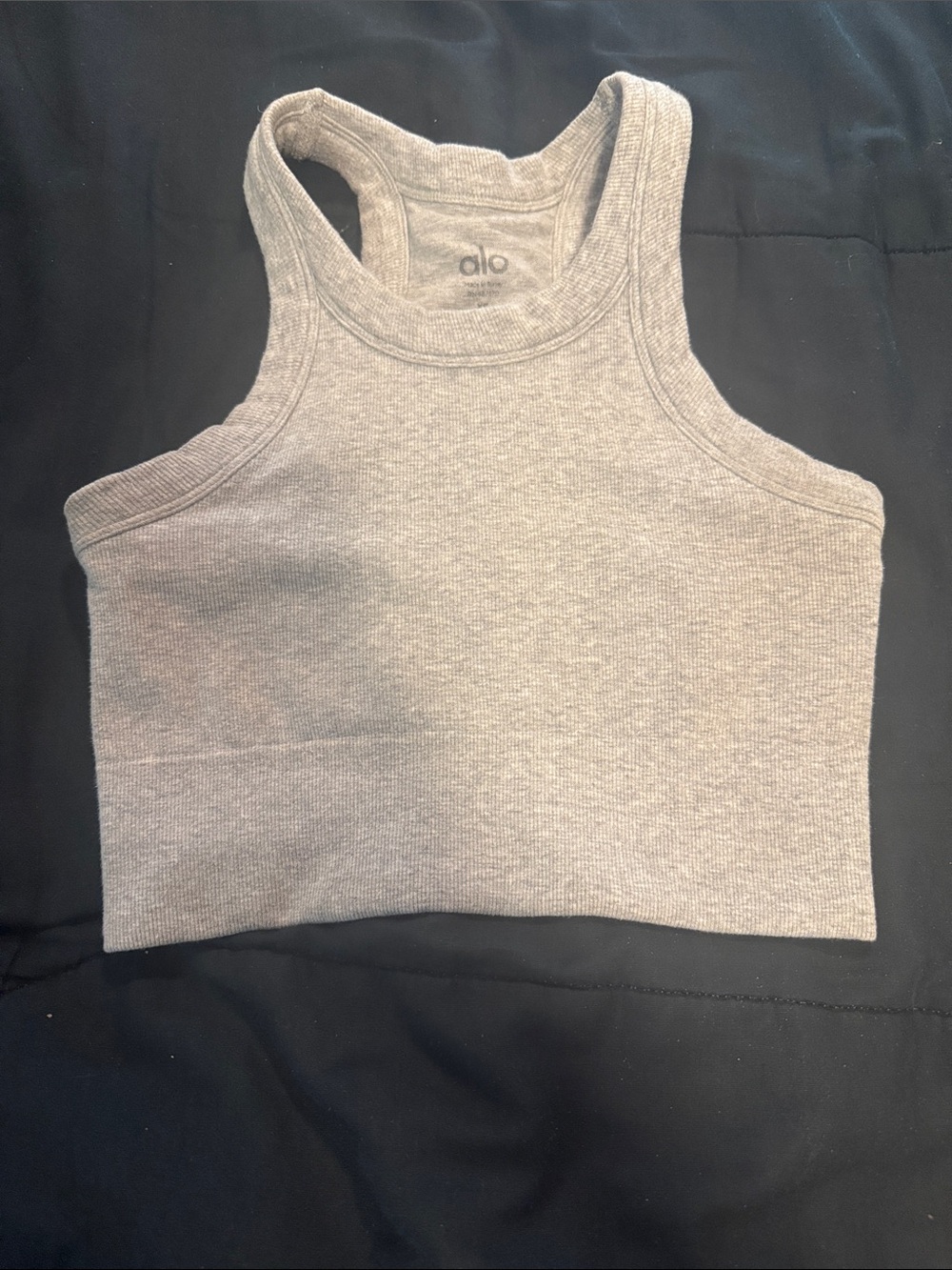 ALO Yoga Ribbed Racerback Crop Tank in Heather Gray